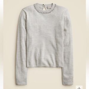 J crew Carolyn embellished fitted crewneck sweater in merino wool